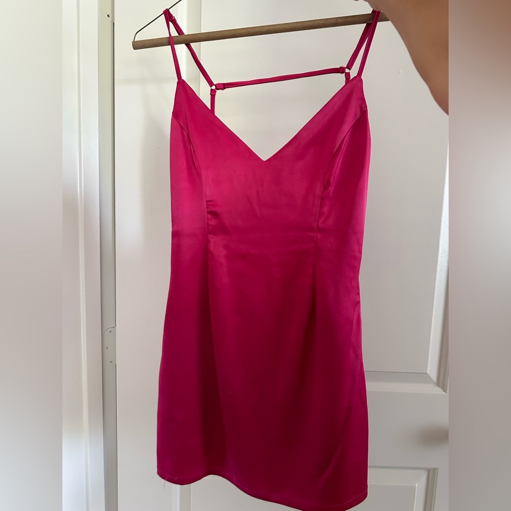 Isabelle’s Cabinet Hot Pink Satin Mini Dress